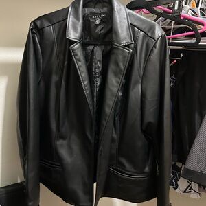 Baccini Classic Black Leather Blazer